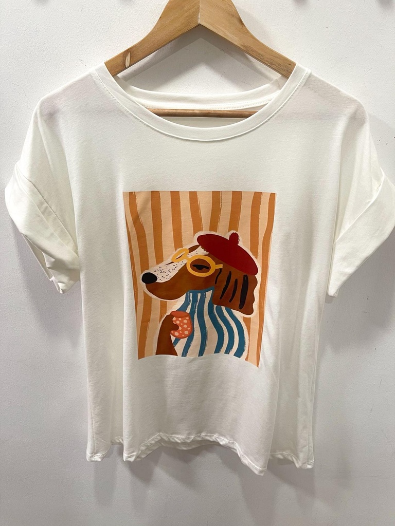Camiseta blanca perro