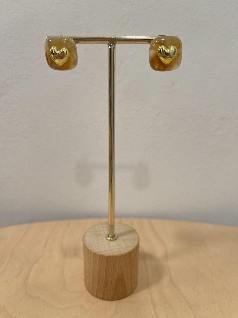 Pendiente corazón marrón