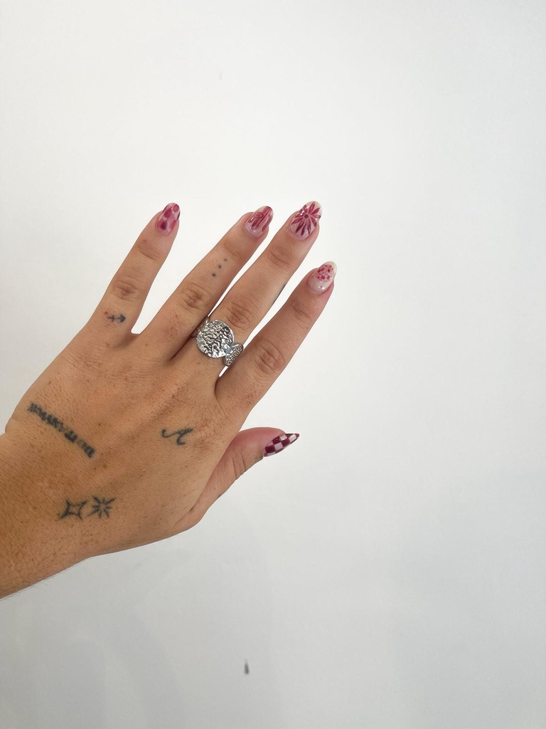Anillo redondas plateado