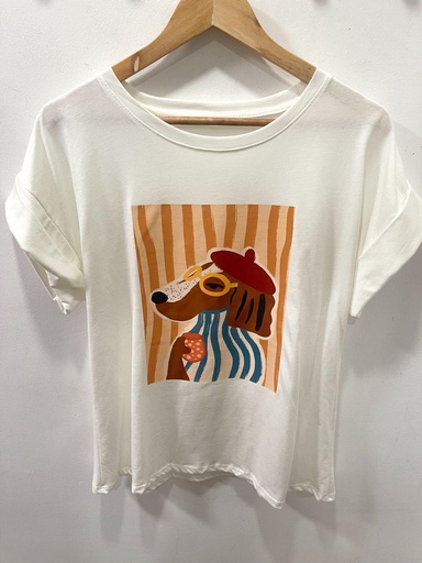 [1000134] Camiseta blanca perro